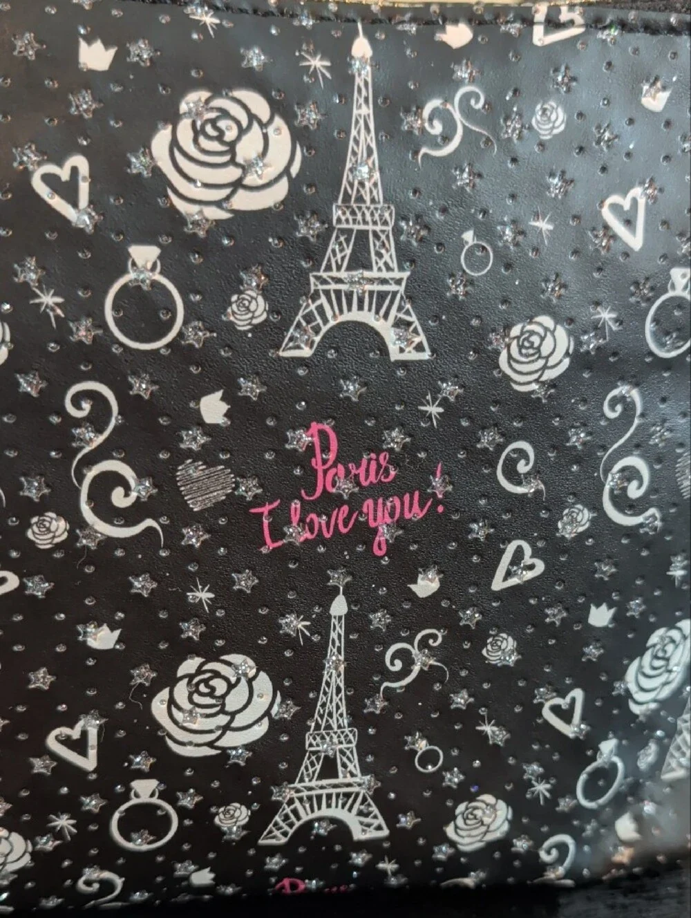 Paris Print Cosmetic Pouch - Black